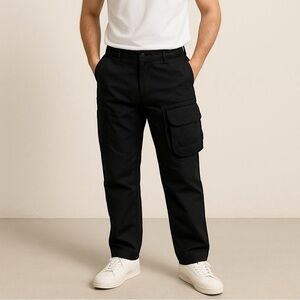 Embellish NYC Men’s Black Kai Cargo Pants with Silver Zipper Details Size 32